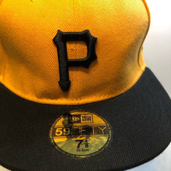 Pittsburgh Pirates New Era 59FIFTY Fitted Hat - Gold Black 7 1/8 MLB Wool - Picture 2 of 15